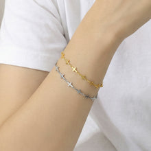 316L Stainless Steel 18K Gold Plated Minimalist Versatile Cross Bracelet - Image 7