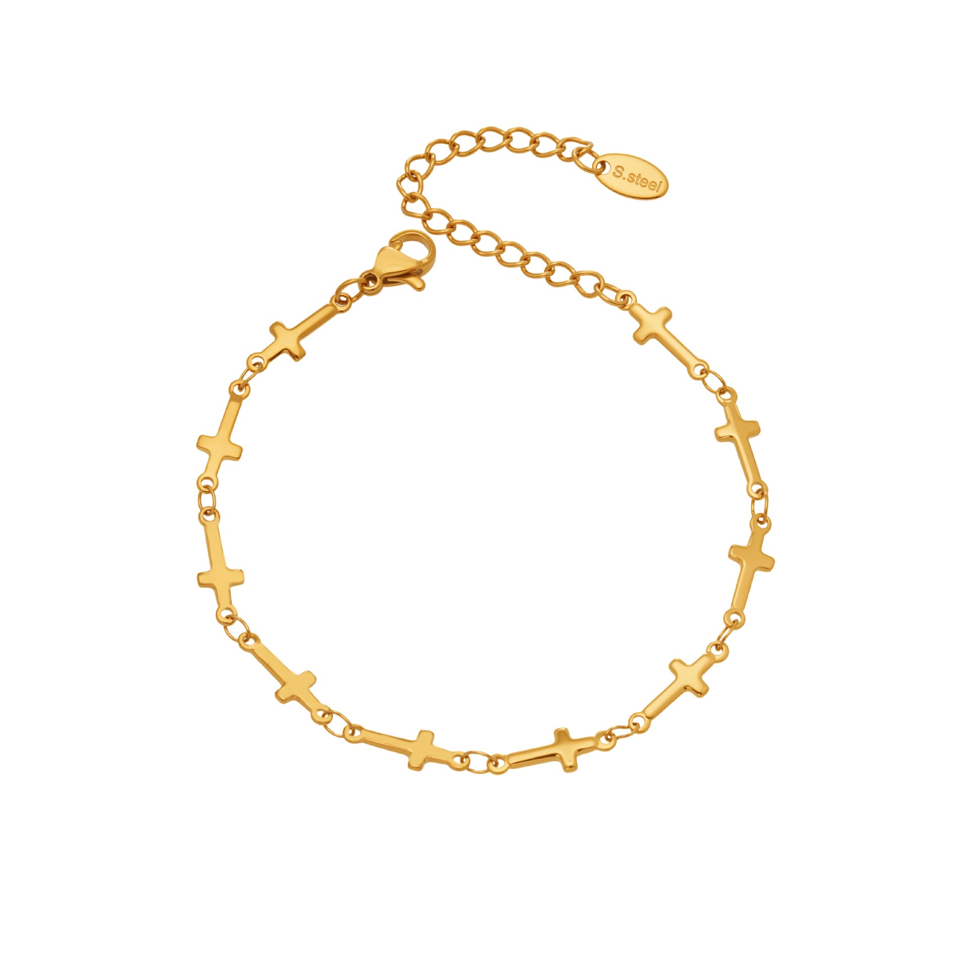 316L Stainless Steel 18K Gold Plated Minimalist Versatile Cross Bracelet - Image 9