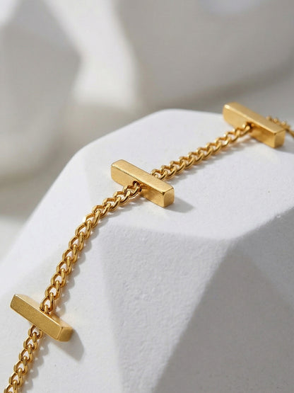 316L Stainless Steel 18K Gold Plated Modern Segmented Bar Bracelet - Image 1