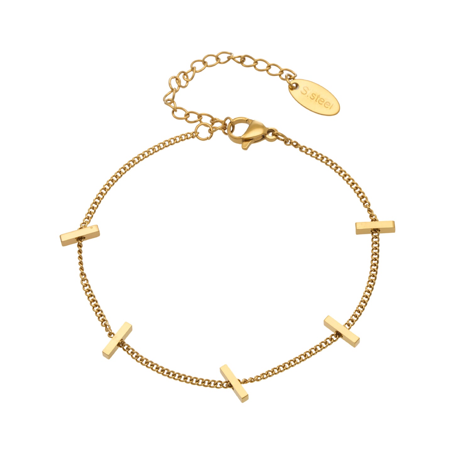 316L Stainless Steel 18K Gold Plated Modern Segmented Bar Bracelet - Image 2