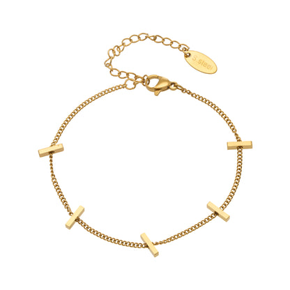 316L Stainless Steel 18K Gold Plated Modern Segmented Bar Bracelet - Image 2