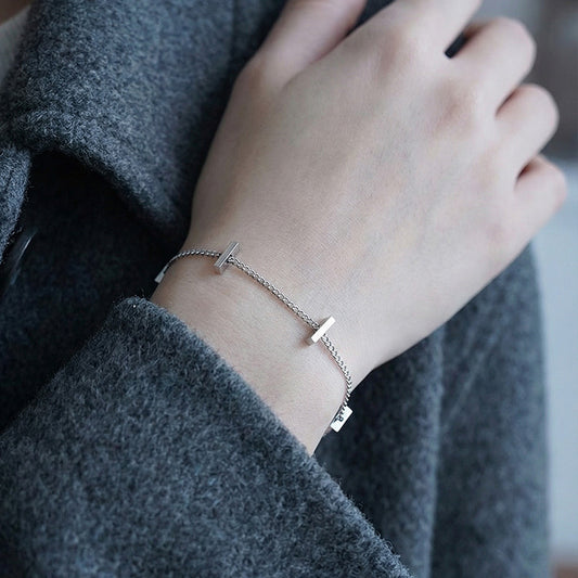 316L Stainless Steel 18K Gold Plated Modern Segmented Bar Bracelet - Image 3