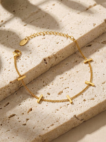 316L Stainless Steel 18K Gold Plated Modern Segmented Bar Bracelet - Image 4