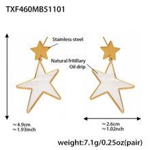 316L Stainless Steel 18K Gold Plated Mother-of-Pearl Star Open Ring and Earrings - Image 14