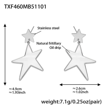 316L Stainless Steel 18K Gold Plated Mother-of-Pearl Star Open Ring and Earrings - Image 2