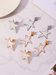 316L Stainless Steel 18K Gold Plated Mother-of-Pearl Star Open Ring and Earrings - Image 5