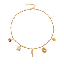 316L Stainless Steel 18K Gold Plated Multi-Charm DIY Necklace with Zircon Accents - Image 1