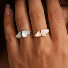 316L Stainless Steel 18K Gold Plated Natural Mother of Pearl Heart Open Ring - Image 1