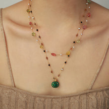 316L Stainless Steel 18K Gold Plated Natural Stone Beaded Pendant Necklace - Image 9