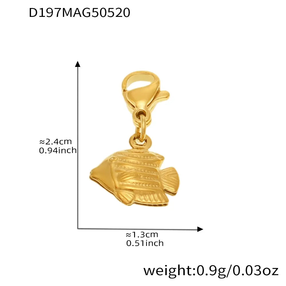 316L Stainless Steel 18K Gold Plated Ocean Charm Bracelet & Pendant Set - Image 10