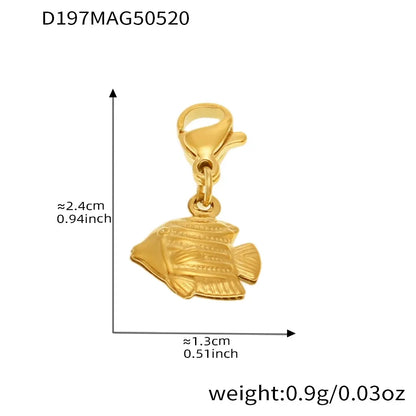 316L Stainless Steel 18K Gold Plated Ocean Charm Bracelet & Pendant Set - Image 10