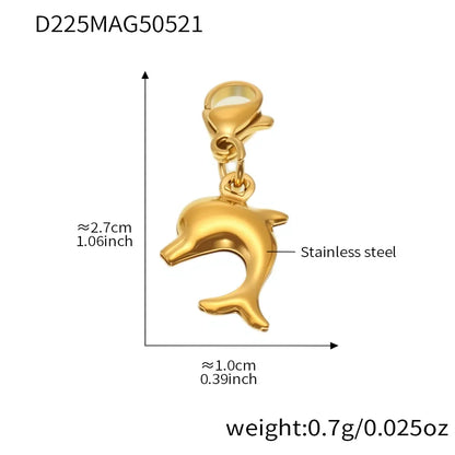 316L Stainless Steel 18K Gold Plated Ocean Charm Bracelet & Pendant Set - Image 12