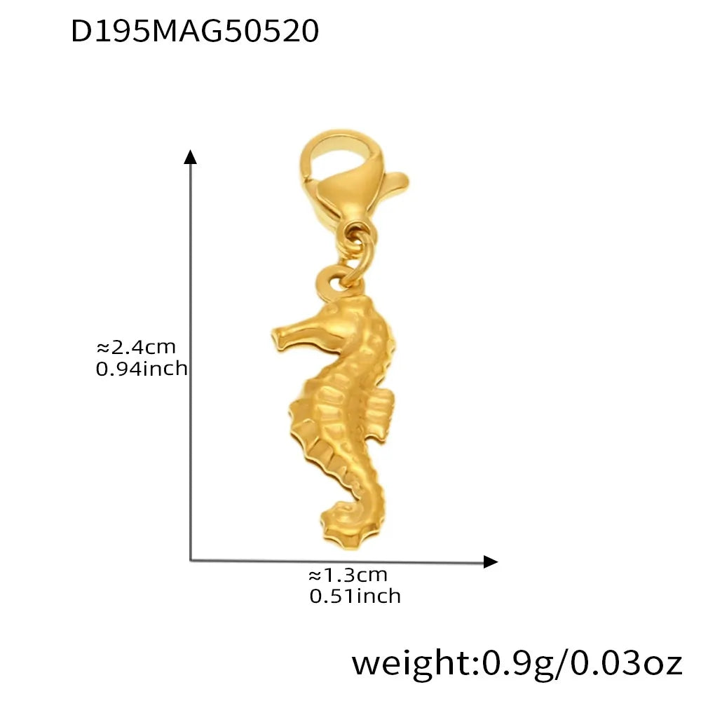 316L Stainless Steel 18K Gold Plated Ocean Charm Bracelet & Pendant Set - Image 8