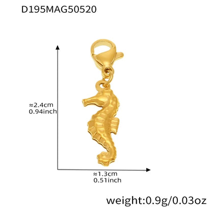 316L Stainless Steel 18K Gold Plated Ocean Charm Bracelet & Pendant Set - Image 8