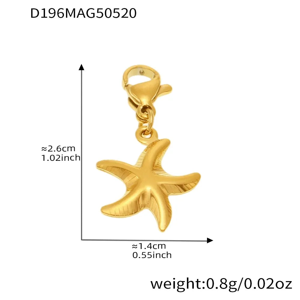 316L Stainless Steel 18K Gold Plated Ocean Charm Bracelet & Pendant Set - Image 9