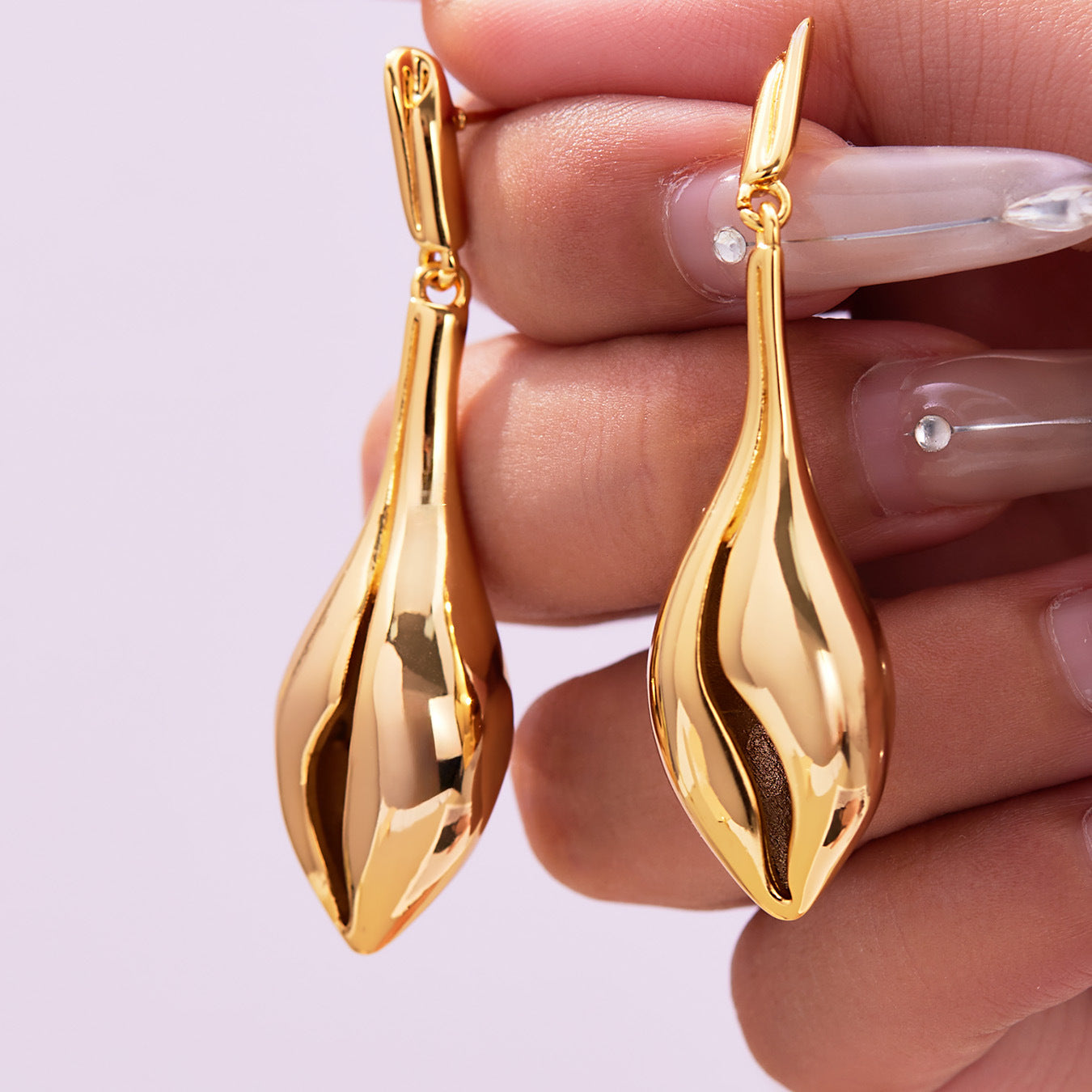 316L Stainless Steel 18K Gold Plated Ocean-Inspired Conch Pendant Earrings - Image 10