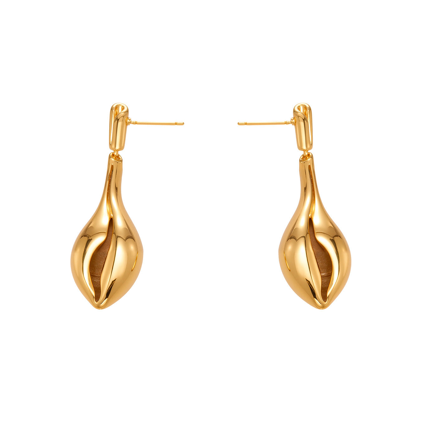 316L Stainless Steel 18K Gold Plated Ocean-Inspired Conch Pendant Earrings - Image 11