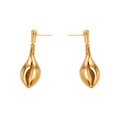 316L Stainless Steel 18K Gold Plated Ocean-Inspired Conch Pendant Earrings - Image 11