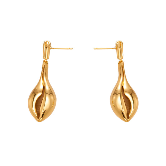 316L Stainless Steel 18K Gold Plated Ocean-Inspired Conch Pendant Earrings - Image 11