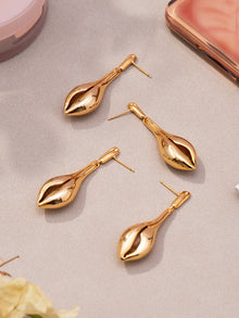 316L Stainless Steel 18K Gold Plated Ocean-Inspired Conch Pendant Earrings - Image 3