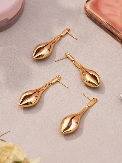 316L Stainless Steel 18K Gold Plated Ocean-Inspired Conch Pendant Earrings - Image 3