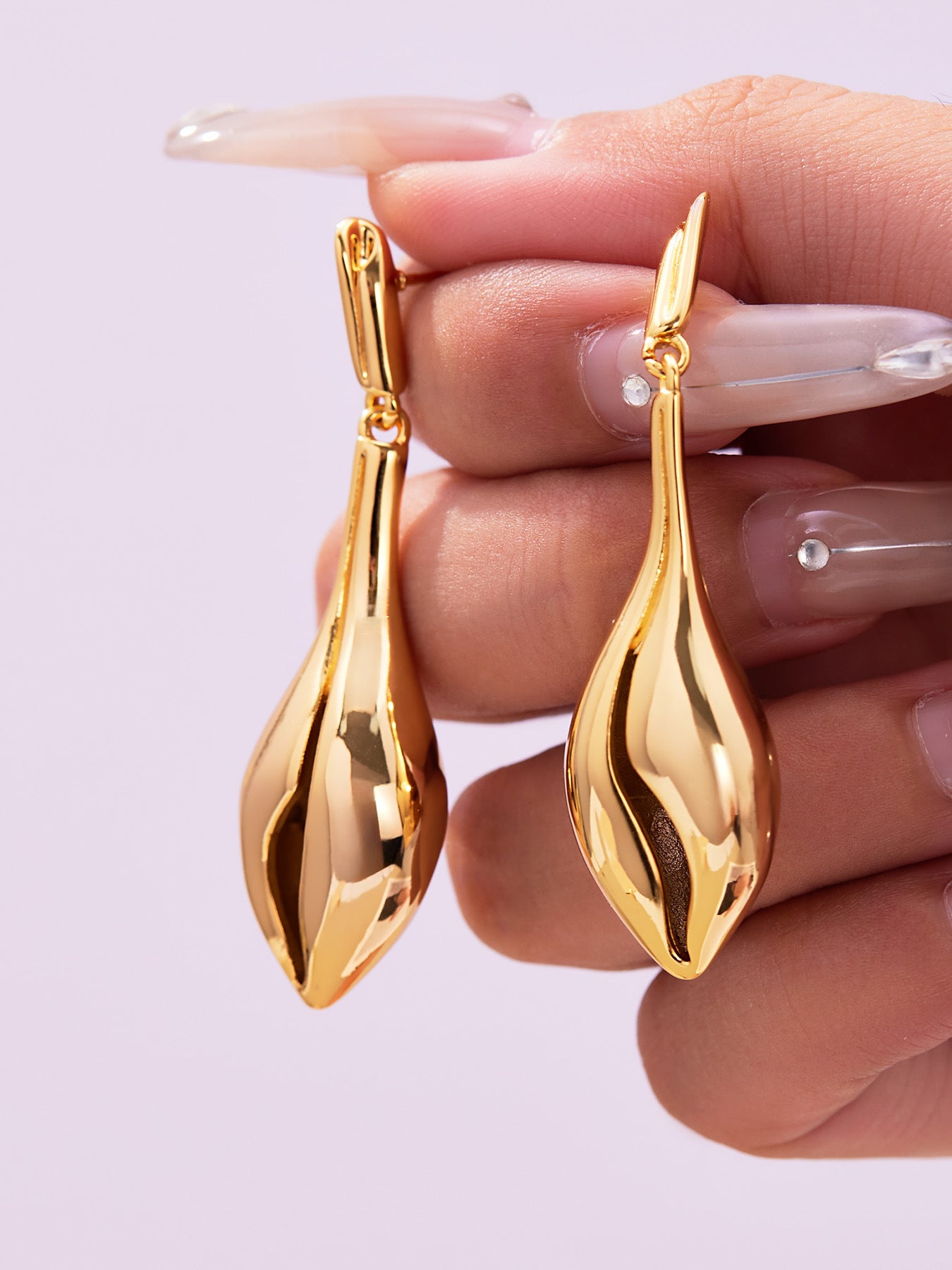 316L Stainless Steel 18K Gold Plated Ocean-Inspired Conch Pendant Earrings - Image 4