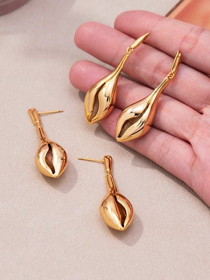 316L Stainless Steel 18K Gold Plated Ocean-Inspired Conch Pendant Earrings - Image 7