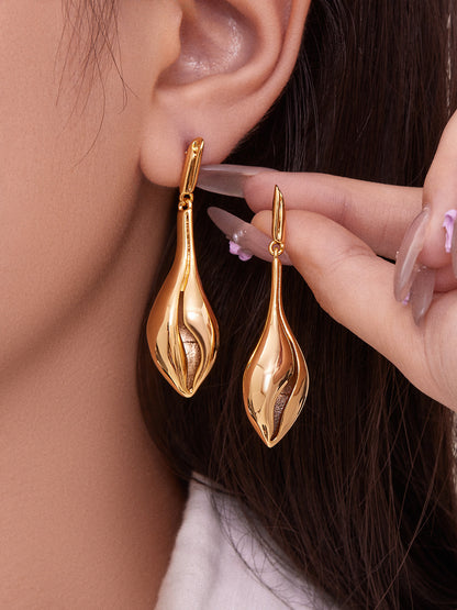 316L Stainless Steel 18K Gold Plated Ocean-Inspired Conch Pendant Earrings - Image 8