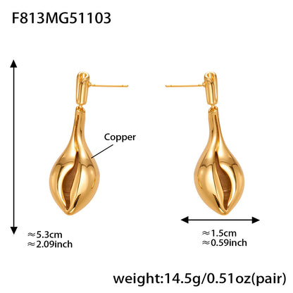 316L Stainless Steel 18K Gold Plated Ocean-Inspired Conch Pendant Earrings - Image 9