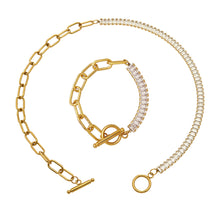 316L Stainless Steel 18K Gold Plated OT Buckle Zircon Chain Bracelet Necklace - Image 8