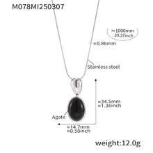 316L Stainless Steel 18K Gold Plated Oval Tiger's Eye Statement Sweater Chain - Image 3