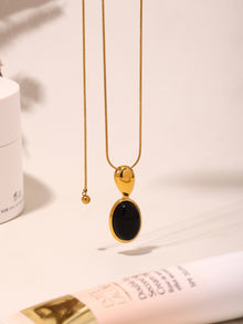 316L Stainless Steel 18K Gold Plated Oval Tiger's Eye Statement Sweater Chain - Image 4