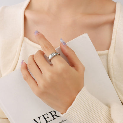 316L Stainless Steel 18K Gold Plated Pavé Zircon Ring - Image 2