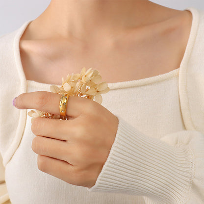 316L Stainless Steel 18K Gold Plated Pavé Zircon Ring - Image 3