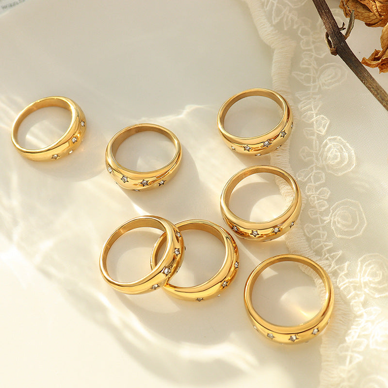 316L Stainless Steel 18K Gold Plated Pavé Zircon Ring - Image 4