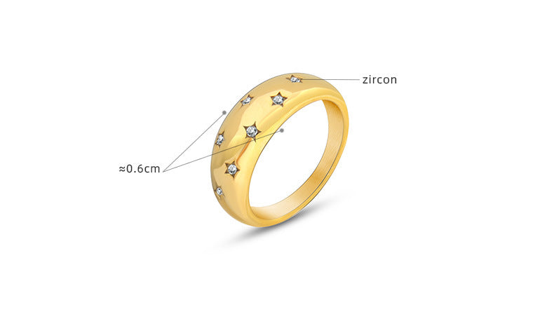 316L Stainless Steel 18K Gold Plated Pavé Zircon Ring - Image 8