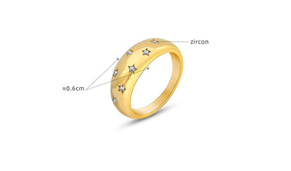 316L Stainless Steel 18K Gold Plated Pavé Zircon Ring - Image 8
