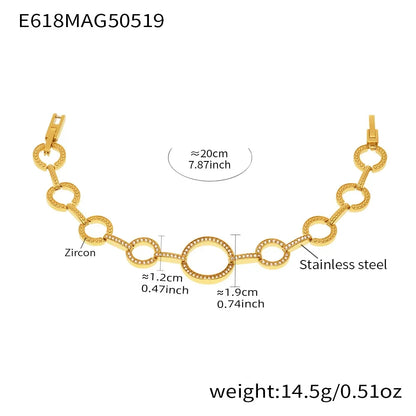 316L Stainless Steel 18K Gold Plated Pave Zircon Cuff Bangle - Image 8