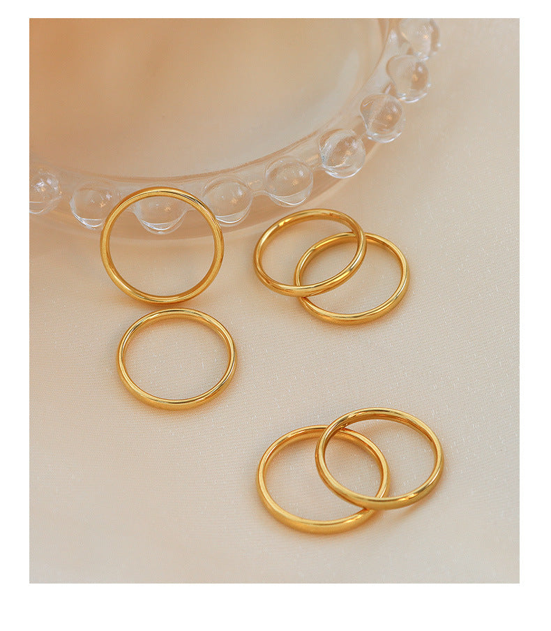 316L stainless steel 18K Gold Plated Polished Band Ring side detail view for wholesale ring buyers