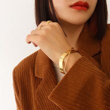 316L Stainless Steel 18K Gold Plated Polished Cross Open Bracelet - Image 5