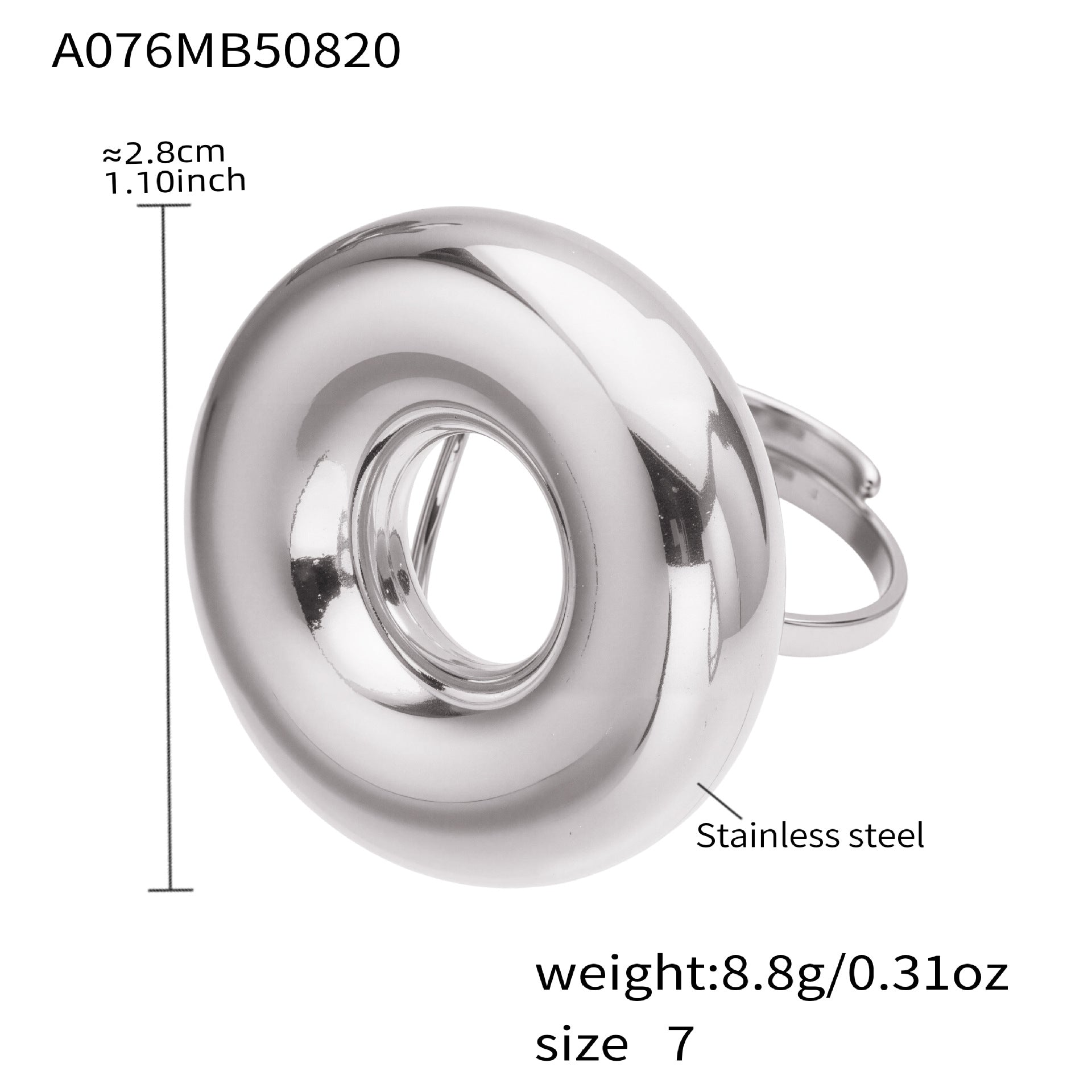 316L Stainless Steel 18K Gold Plated Polished Hollow Circle Open Ring - Image 3