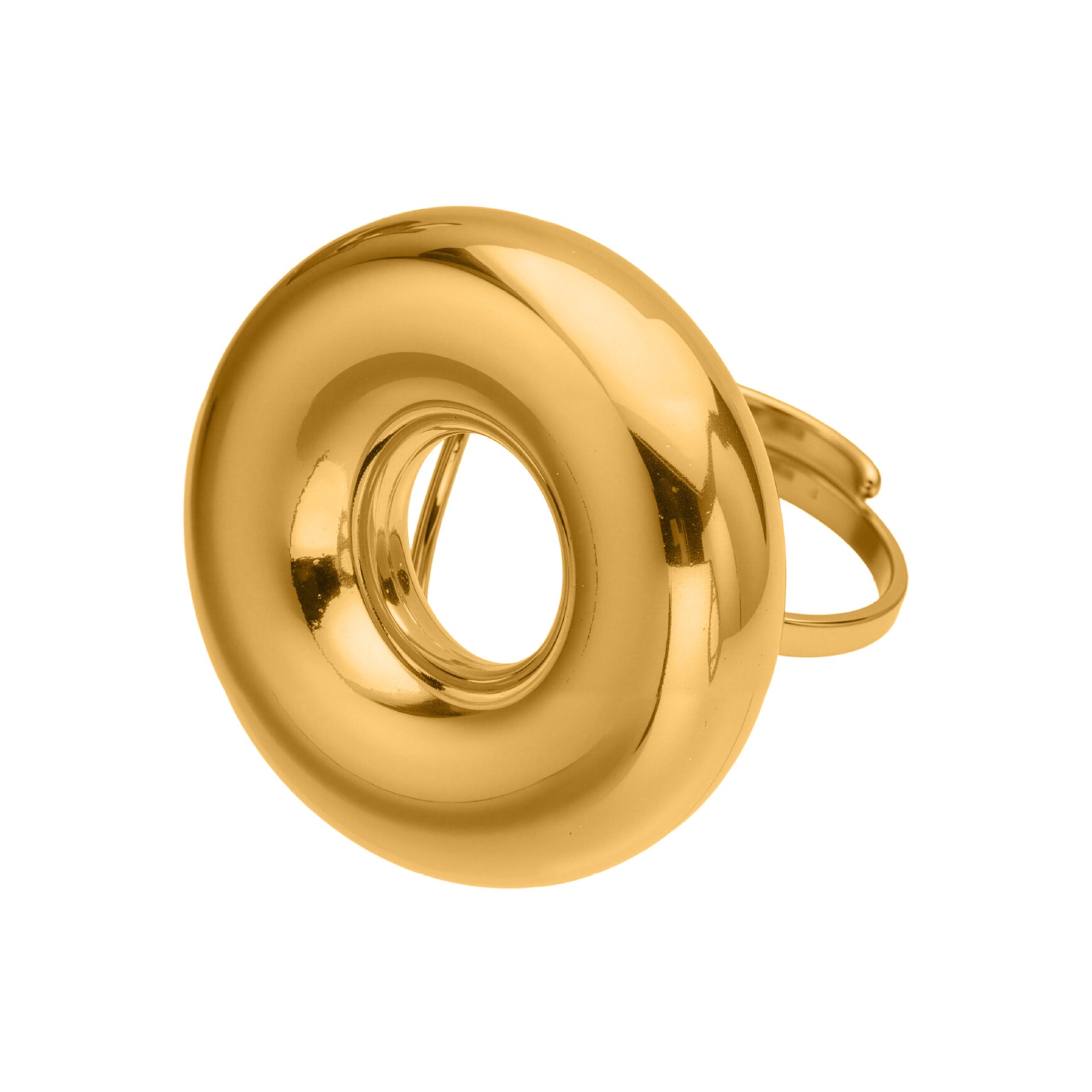 316L Stainless Steel 18K Gold Plated Polished Hollow Circle Open Ring - Image 6