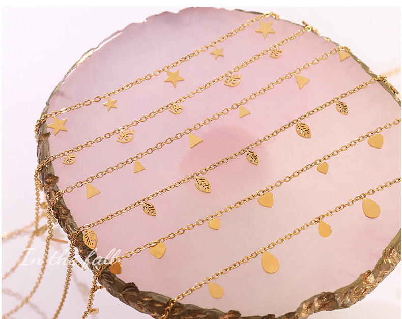 316L Stainless Steel 18K Gold Plated Roman Palace Multi-Charm Necklace - Image 2