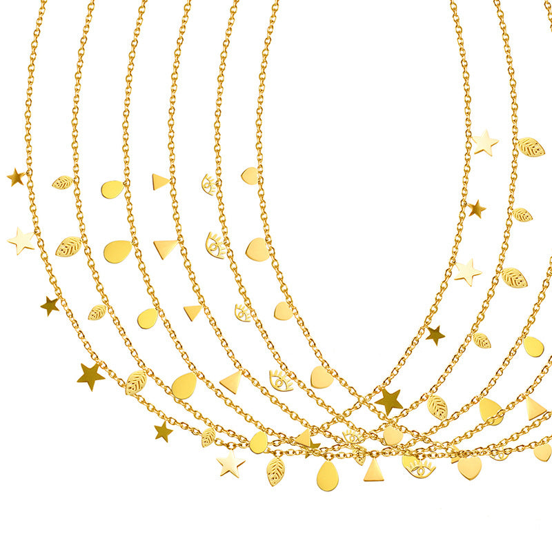 316L Stainless Steel 18K Gold Plated Roman Palace Multi-Charm Necklace - Image 6