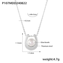 316L Stainless Steel 18K Gold Plated Royal Geometric Heart Faux Pearl Necklace - Image 4