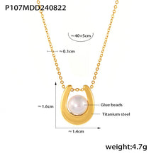 316L Stainless Steel 18K Gold Plated Royal Geometric Heart Faux Pearl Necklace - Image 7