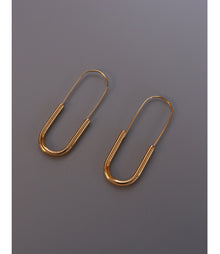 316L Stainless Steel 18K Gold Plated Safety Pin Hoop Earrings - Image 1