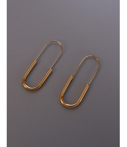 316L Stainless Steel 18K Gold Plated Safety Pin Hoop Earrings - Image 1