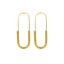 316L Stainless Steel 18K Gold Plated Safety Pin Hoop Earrings - Image 7