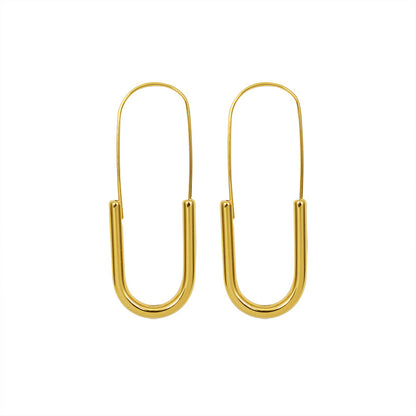 316L Stainless Steel 18K Gold Plated Safety Pin Hoop Earrings - Image 7